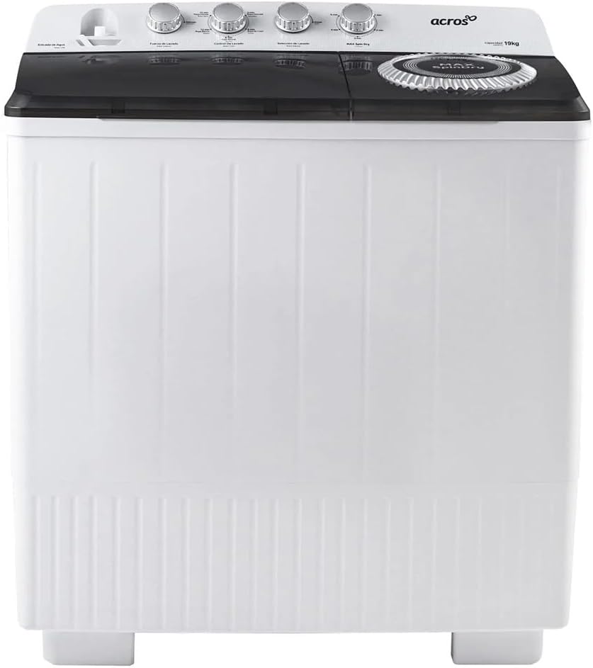 Lavadora Acros de 19kg Dos tinas Semiautomática MaxSpin Dry Blanca modelo ALD-1945JE