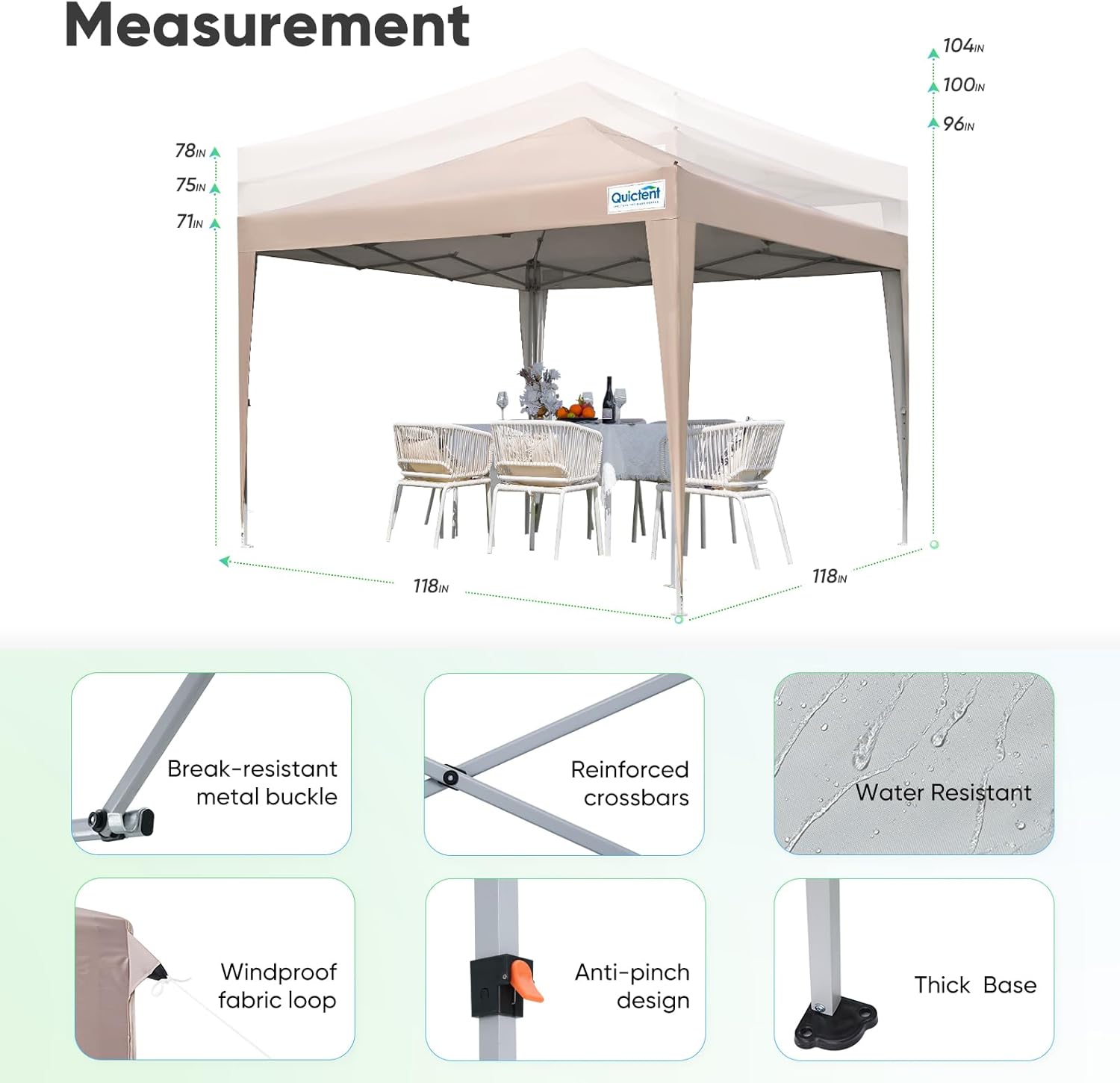Quictent - Tienda de campaña desplegable de privacidad de 10 x 10 pulgadas con paredes laterales y ventanas ventiladas enrollables, configuración para una persona, fácil refugio para eventos