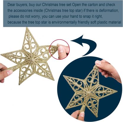 KTKDE Árbol de Navidad artificial de abeto de 7 pies, árbol de Navidad verde realista con 1.450 puntas de árbol, 300 postes de luz LED alimentados por pilas, pentáculo dorado de 7.8 pulgadas, perfecto