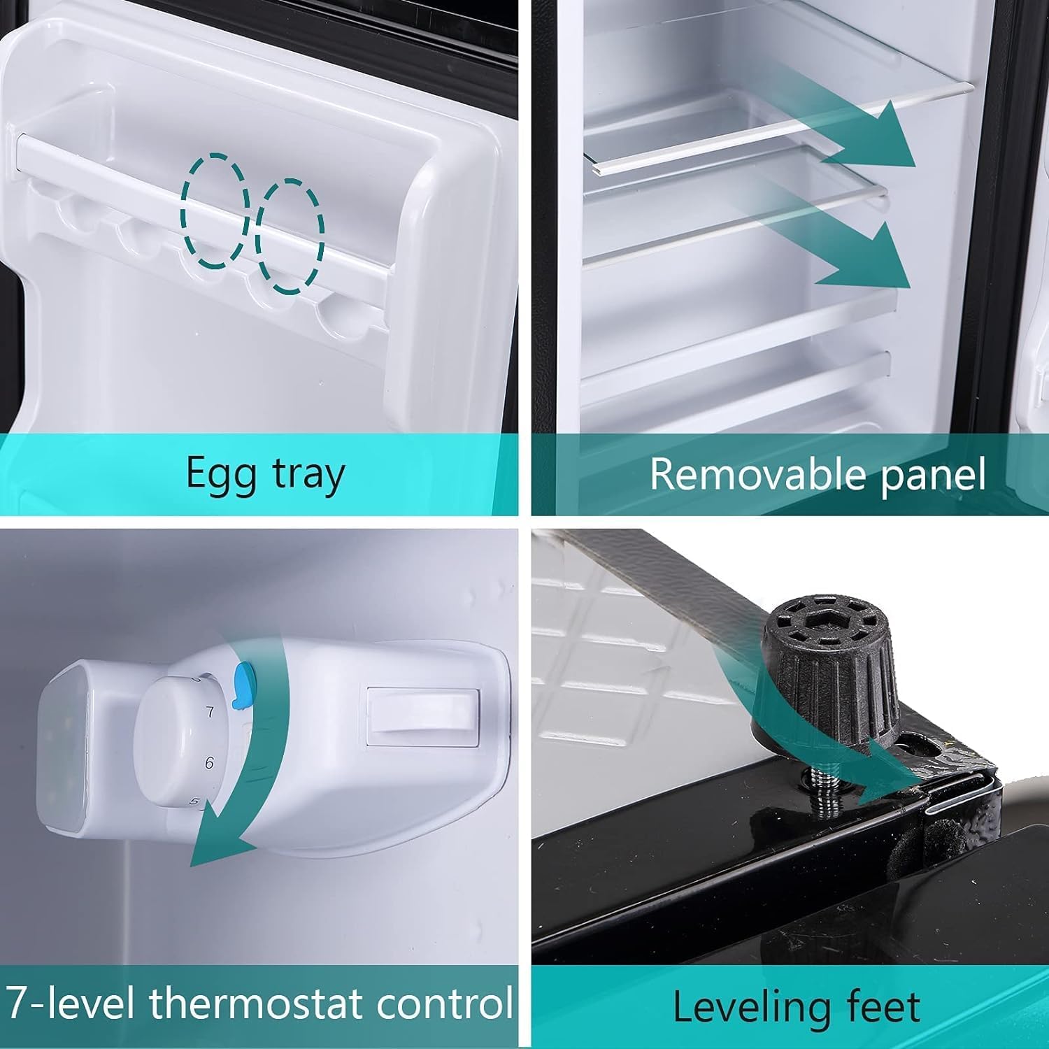 Maine Mini nevera, pequeña nevera con congelador 3.2 pies cúbicos Refrigerador compacto de 2 puertas con control de termostato ajustable de 7 niveles, perfecto para cocina, recámara, departamento,