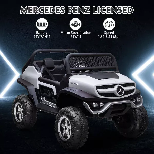 Camión de paseo de 24V para niños, coche eléctrico de 2 plazas con licencia Mercedes Benz para niños pequeños, juguete para montar con Control remoto