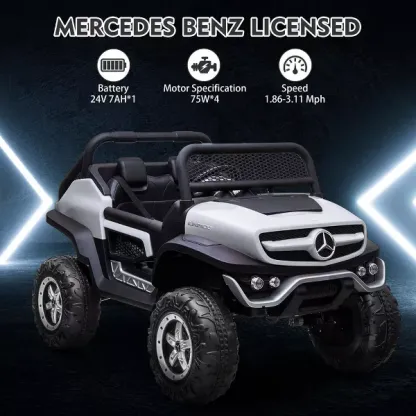 Camión de paseo de 24V para niños, coche eléctrico de 2 plazas con licencia Mercedes Benz para niños pequeños, juguete para montar con Control remoto