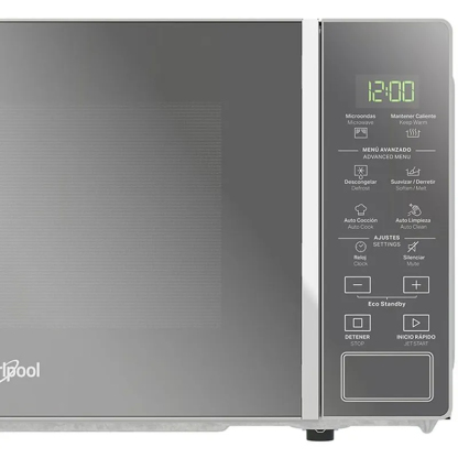 Microondas whirlpool 20lt silver acabado en espejo