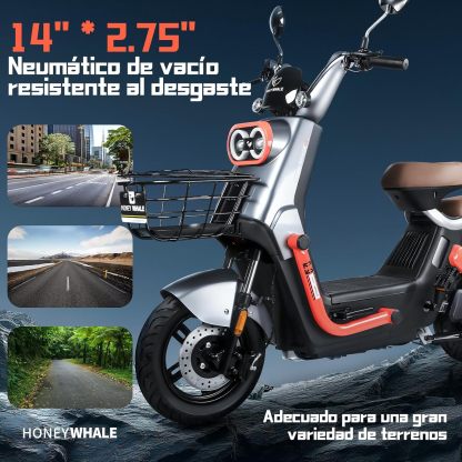 HONEYWHALE KC PRO Bicicleta Electrica para Adultos, Moto Electrica con Alarma, Potencia Motor Hasta 800W, Velocidad Máxima 45KM/H, Autonomía 60KM, Compatible con Desbloqueo NFC