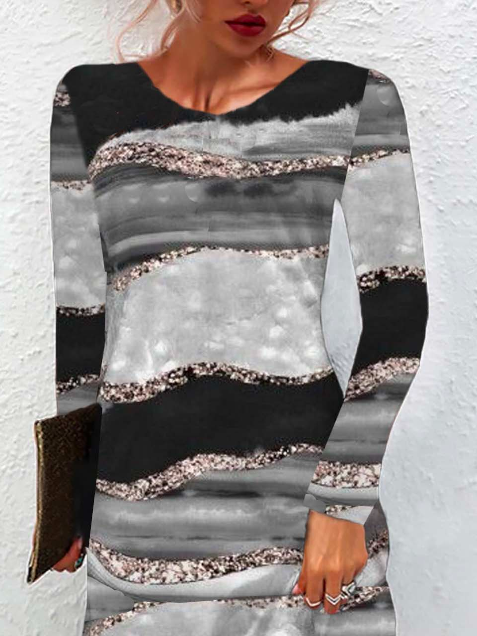 Crew Neck Loose Jersey Casual Dress