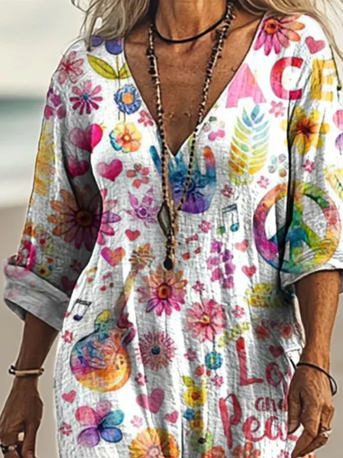 V Neck Vintage Dress