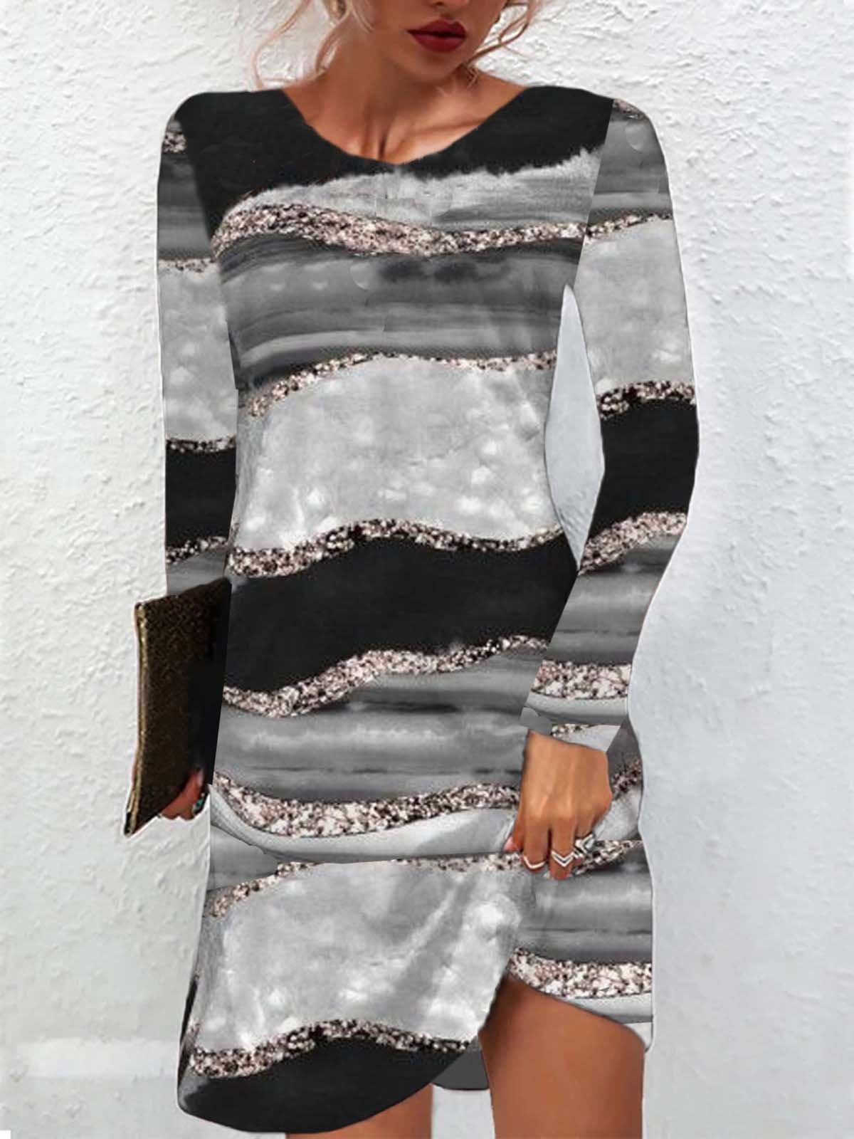 Crew Neck Loose Jersey Casual Dress