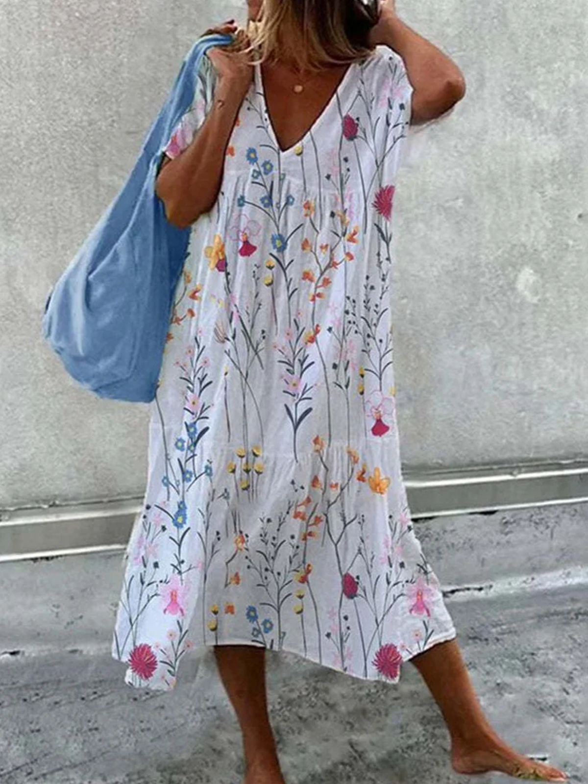 Cotton Floral Regular Fit Casual Dress