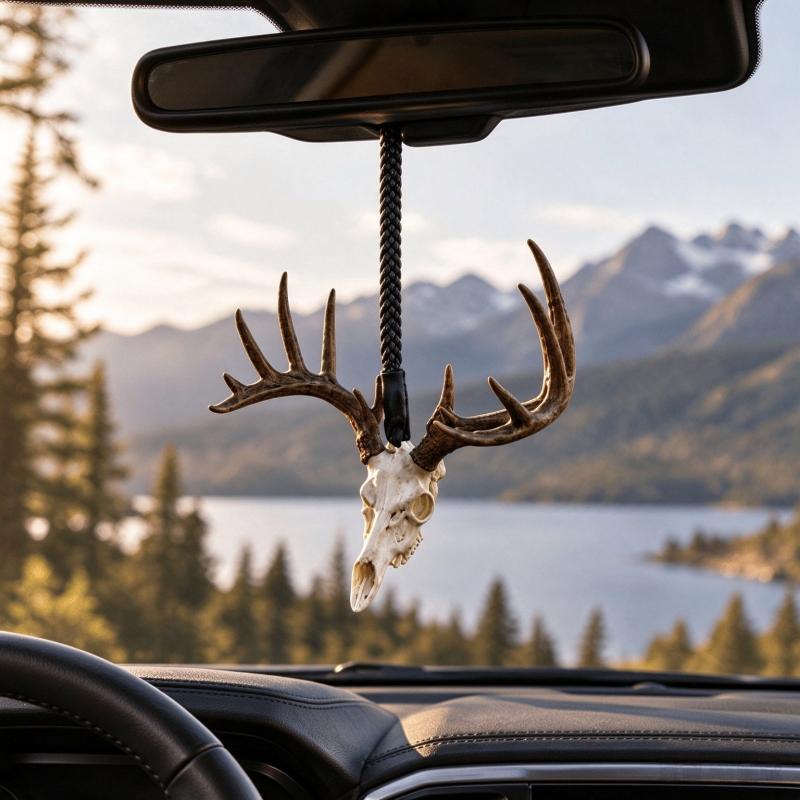 White-tailed Deer Skull Rearview Mirror Hanger