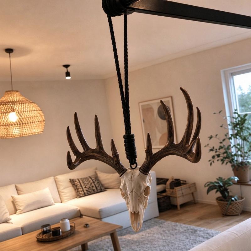 White-tailed Deer Skull Rearview Mirror Hanger