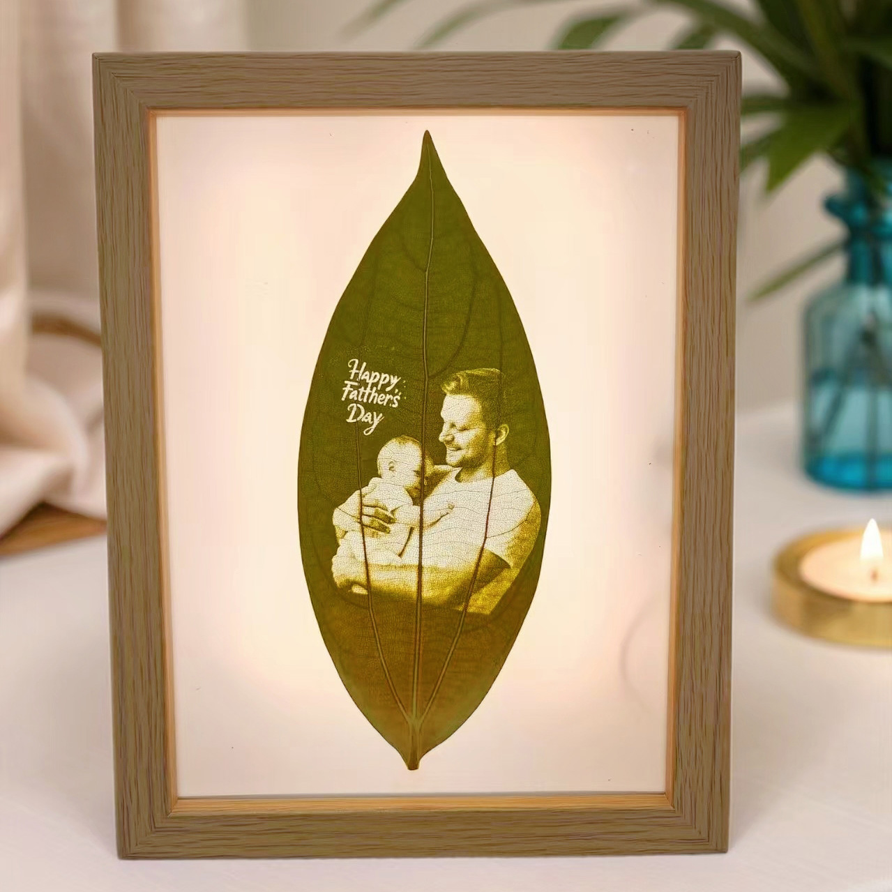 Customized Leaf Carving Photos with Frames Decor Father's Day Gift FHC51098