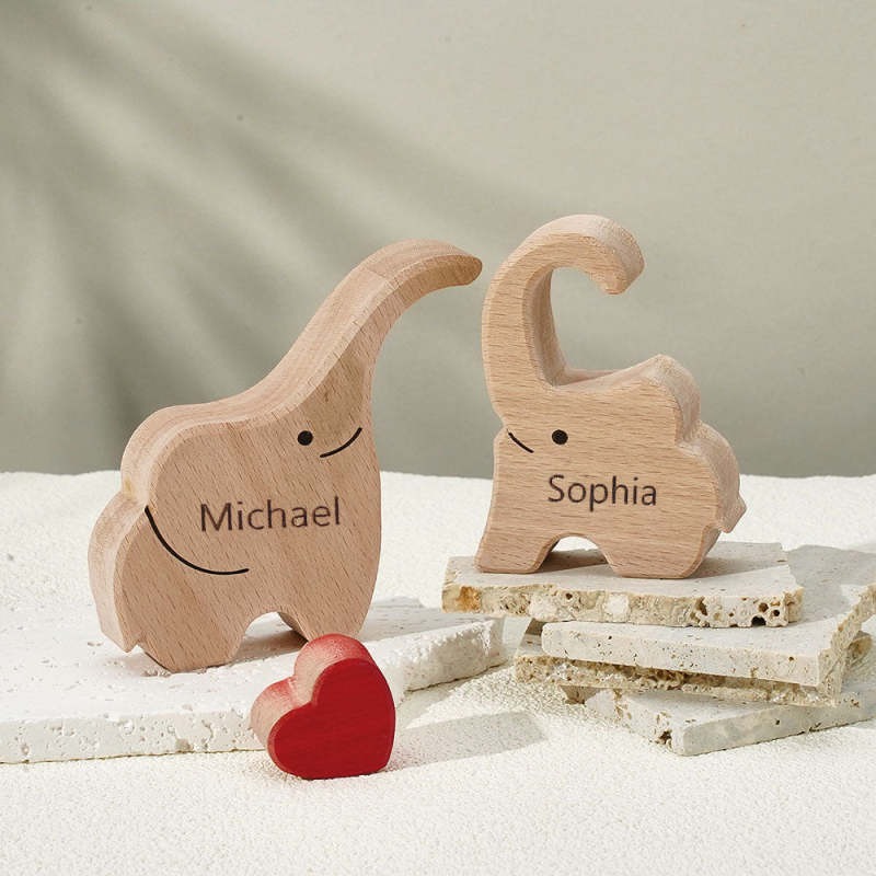 Personalized Mother's Day Wooden Family Elephant Puzzle Gift Custom Names Home Decor House Warming Gifts FHC51054