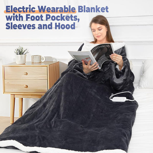 Electric WearableThrow Blanket with Sleeves