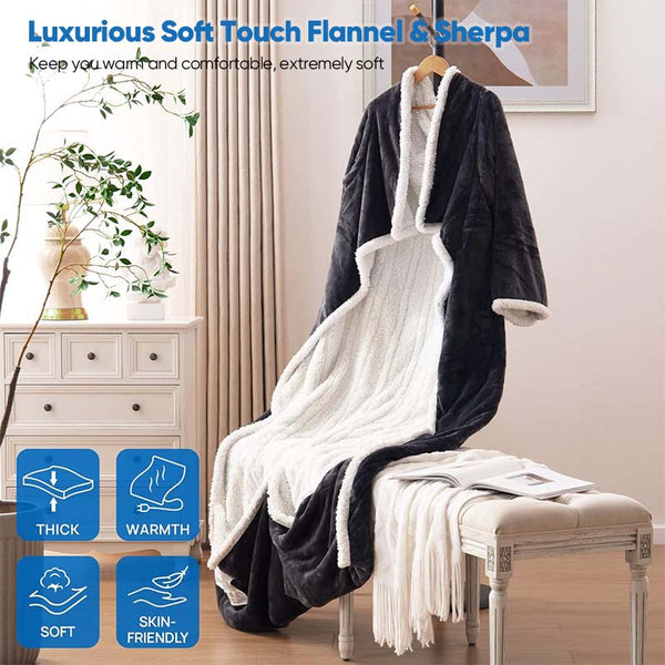 Electric WearableThrow Blanket with Sleeves