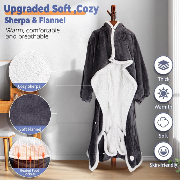 Electric WearableThrow Blanket with Sleeves