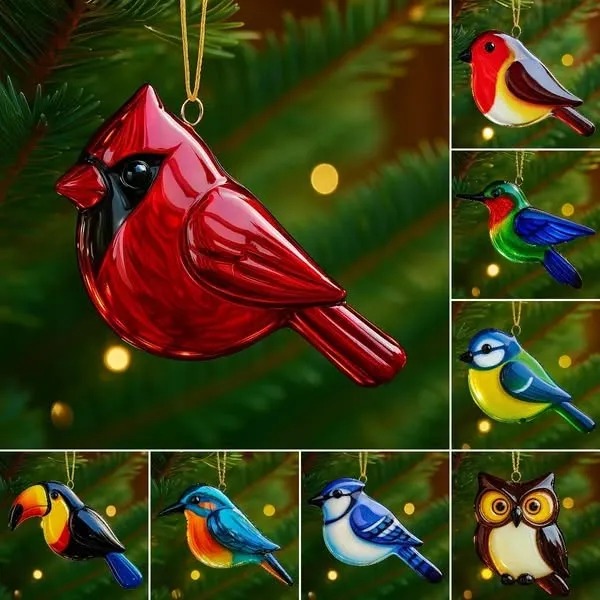 Fused Glass Birds Ornament