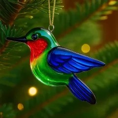 Fused Glass Birds Ornament