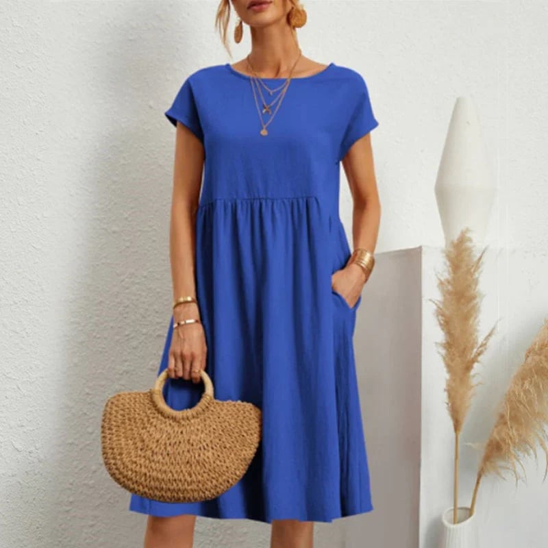 🔥Women's Cotton Round Neck Dress