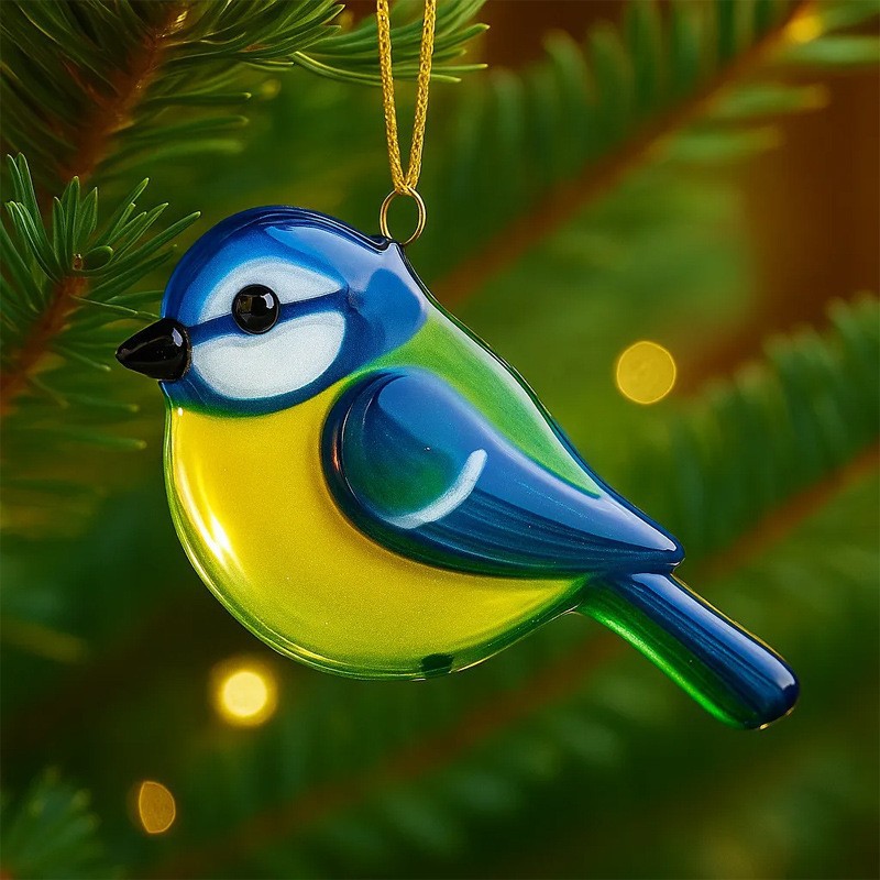 Fused Glass Birds Ornament