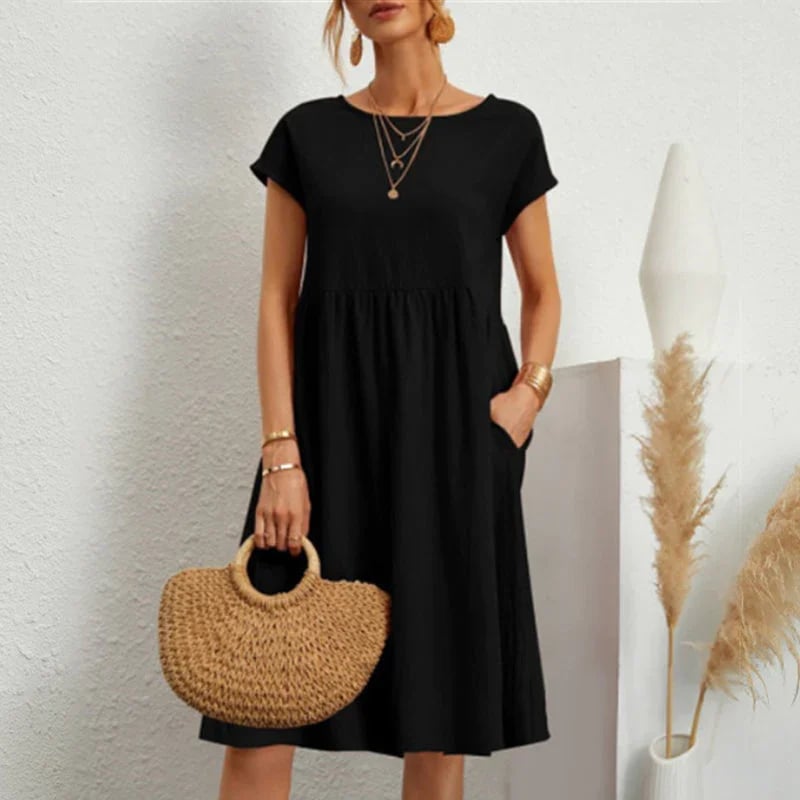 🔥Women's Cotton Round Neck Dress