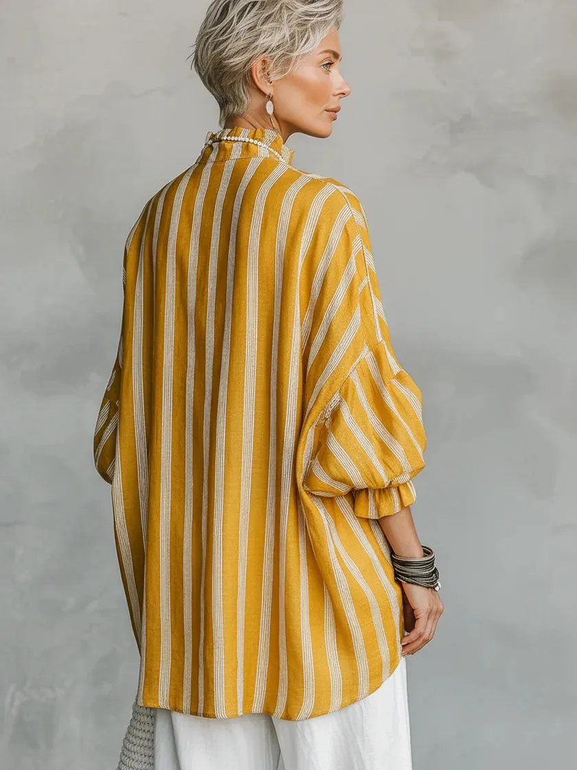 Casual Striped Linen-cotton Shirt