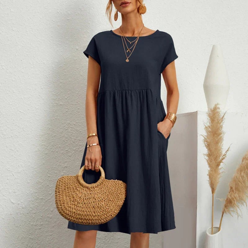🔥Women's Cotton Round Neck Dress
