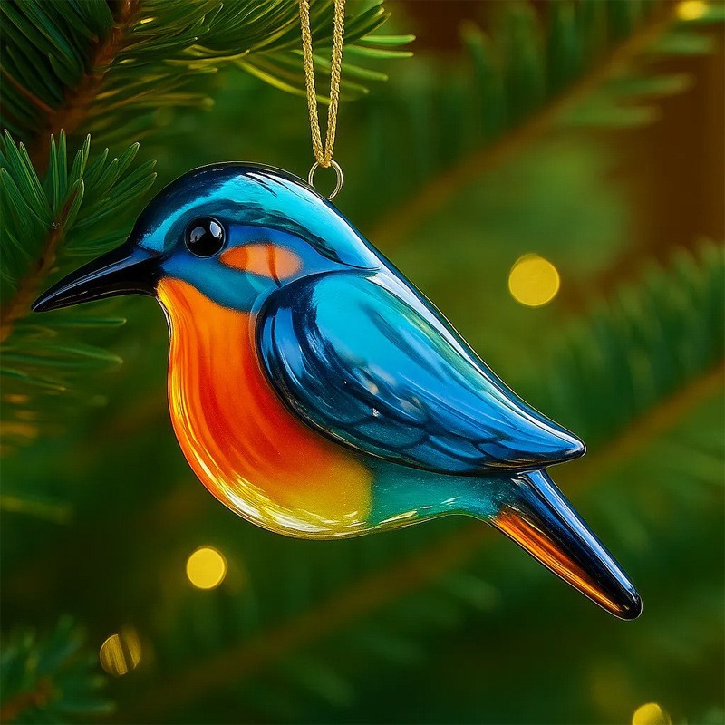 Fused Glass Birds Ornament