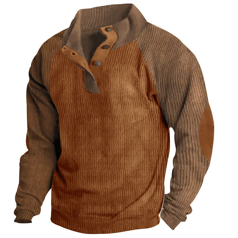 Gentleman's Outdoor Raglan Sleeves Casual Stand Collar Sweatshirt