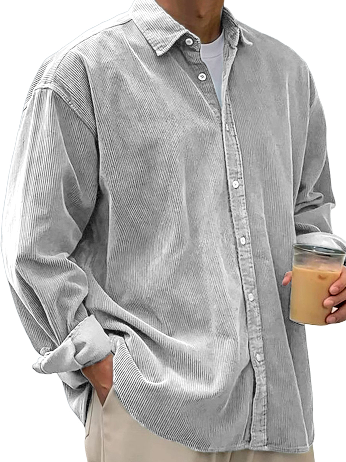 Men's Stylish Corduroy Urban Casual Daily Long-Sleeved Shirt