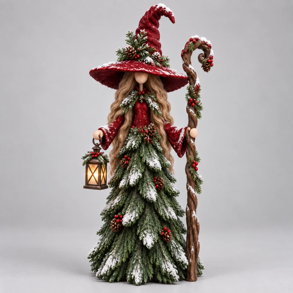 Whimsical Christmas Witch Resin Figurine Collection