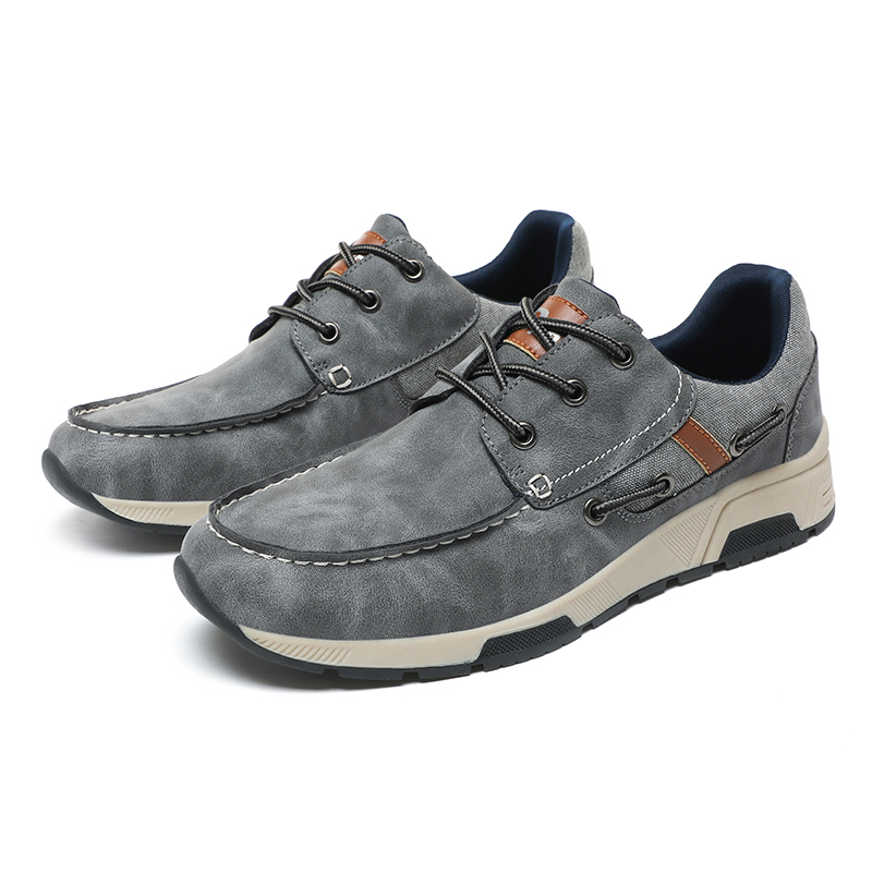 ⏰Limited Time 60% OFF🛒 Men's Comfortable Lace-Up Walking Shoes – Washed Denim-Style Leather With Arch Support, Heel Pain Relief & All-Day Comfort for Casual Daily Wear