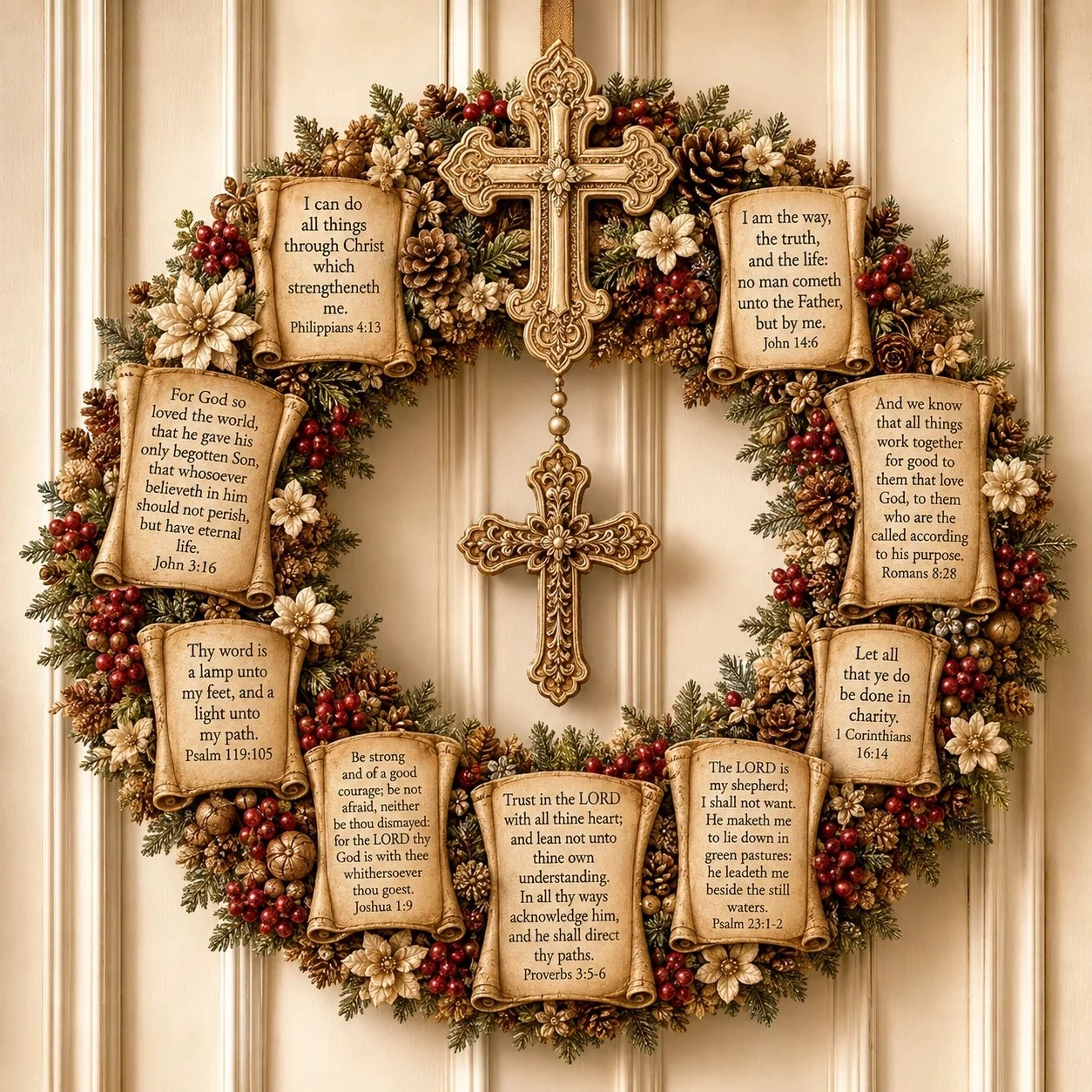 Christian Scripture Wreath Collection – Wood Faith-Inspired Décor