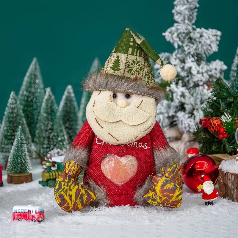 Christmas-themed plush toy & gift bag with a clear window