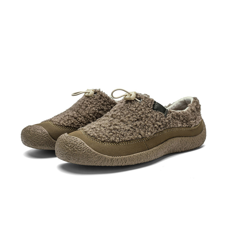 🔥🔥New product launched🔥🔥-Women's new style lamb hoof/bear paw design, flat, warm, outdoor fur-lined Birkenstock-style cotton shoes.