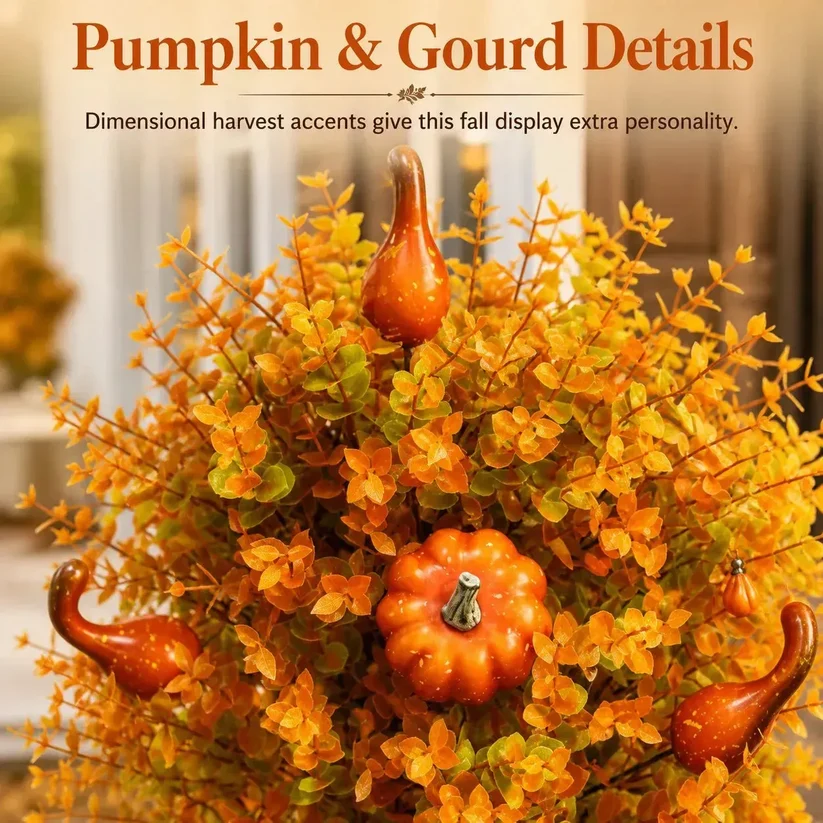 💥Limited Stock 49% OFF-🍂Artificial Fall Pumpkin Tree Stakes– 🧡Full, Lush & Fade-Resistant