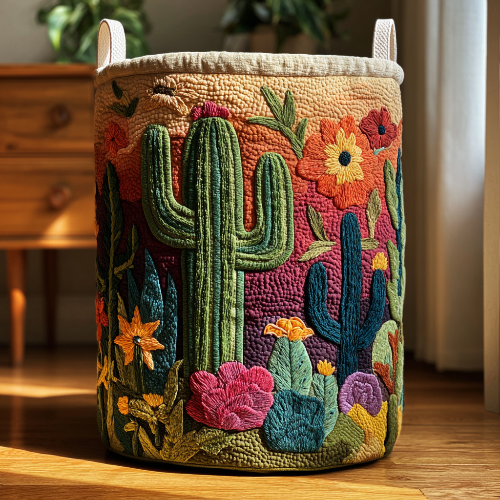 Cactus Horizon Quilted Laundry Basket NCU0DDK1291