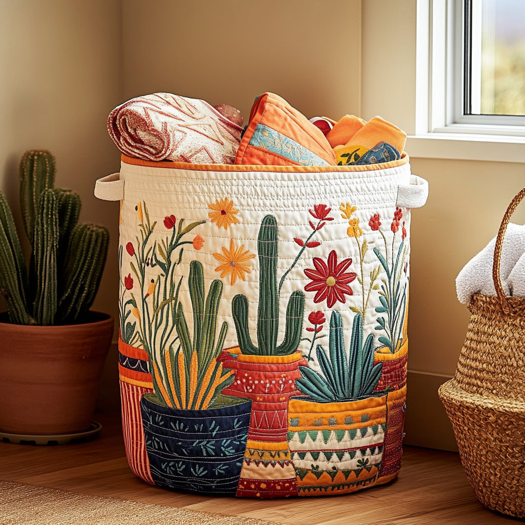 Cactus Sunset Quilted Laundry Basket NCU0PVL652