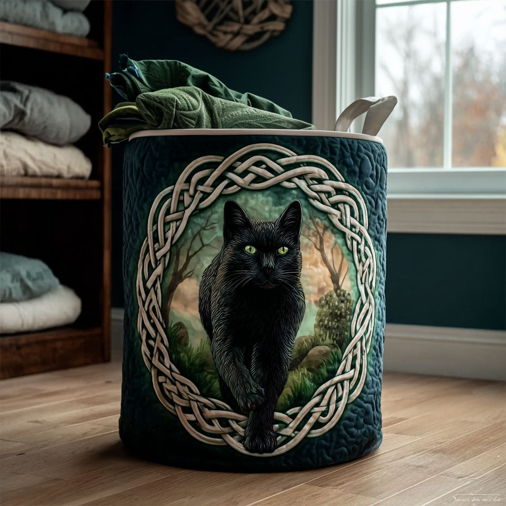 Celtic Shadow Cat Quilted Laundry Basket NCU0PTT1632