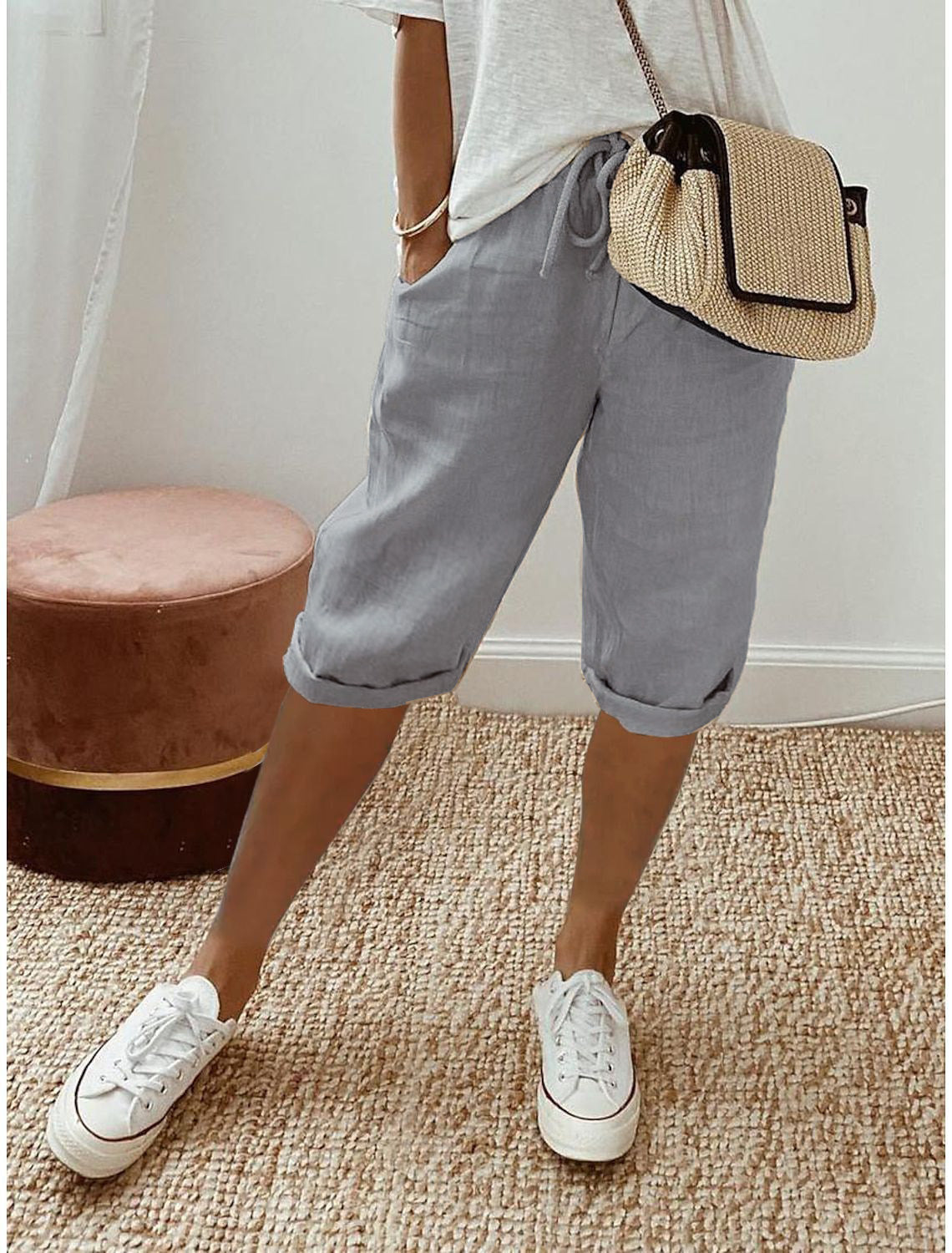 🌷🌷Time-Limited Special Price: 27.99!!⏰Women's Casual Cotton Linen Capris