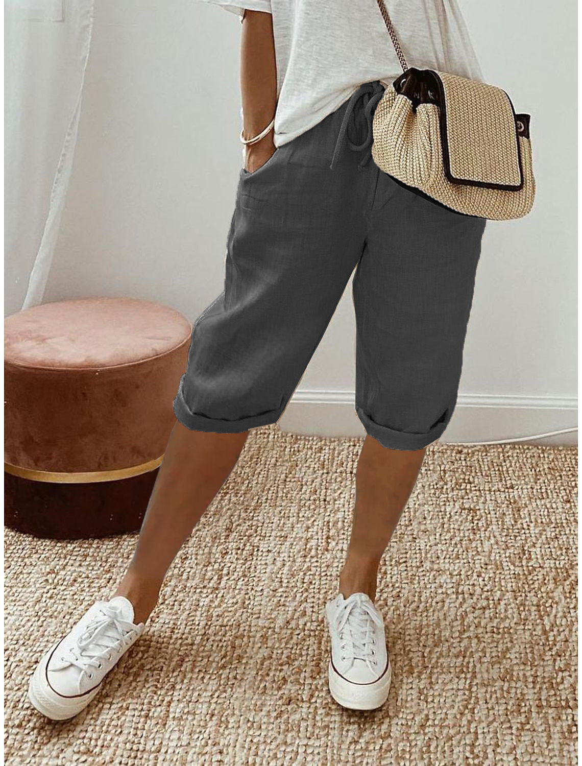 🌷🌷Time-Limited Special Price: 27.99!!⏰Women's Casual Cotton Linen Capris