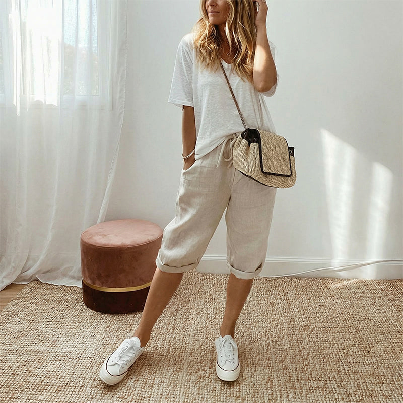 🌷🌷Time-Limited Special Price: 27.99!!⏰Women's Casual Cotton Linen Capris