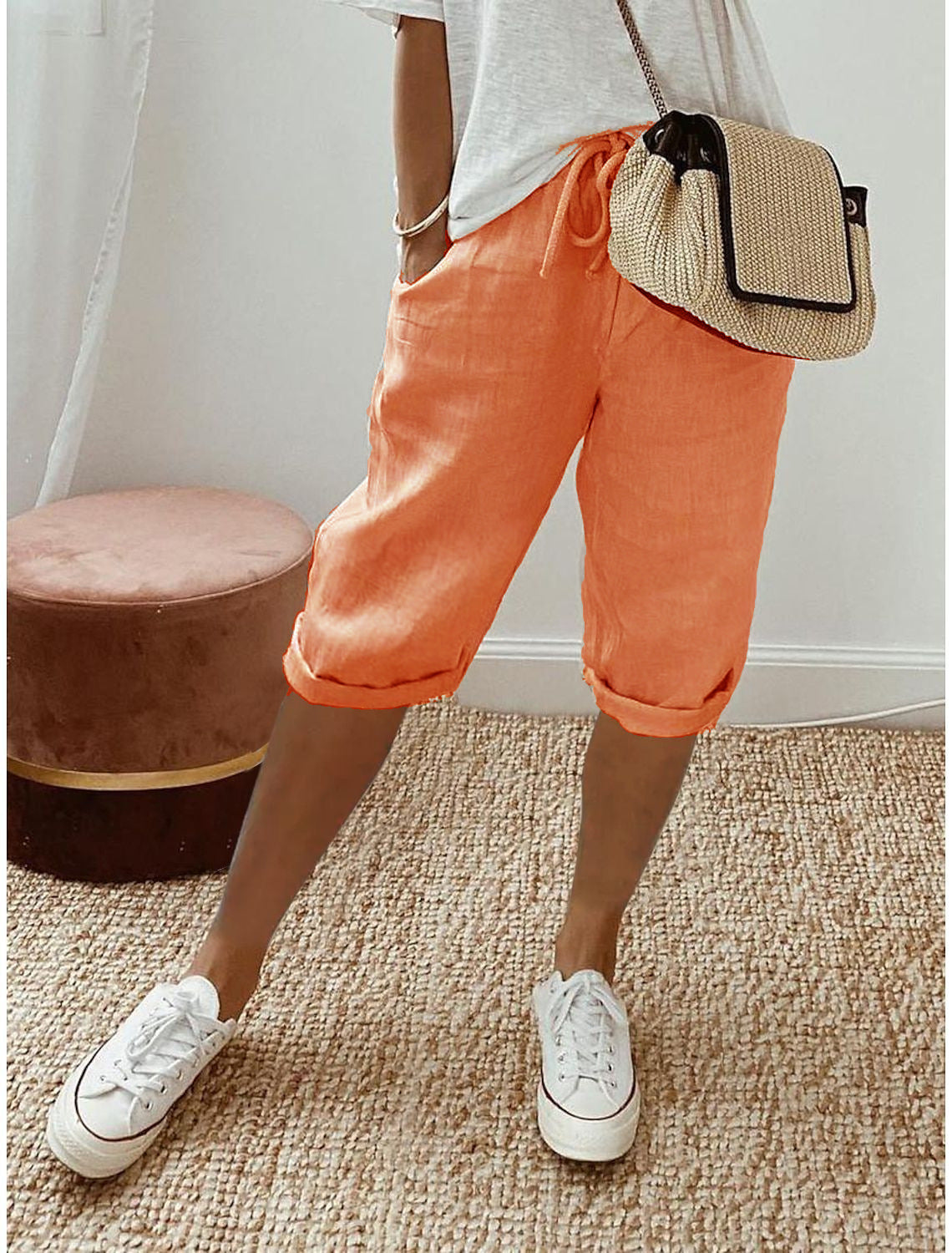 🌷🌷Time-Limited Special Price: 27.99!!⏰Women's Casual Cotton Linen Capris