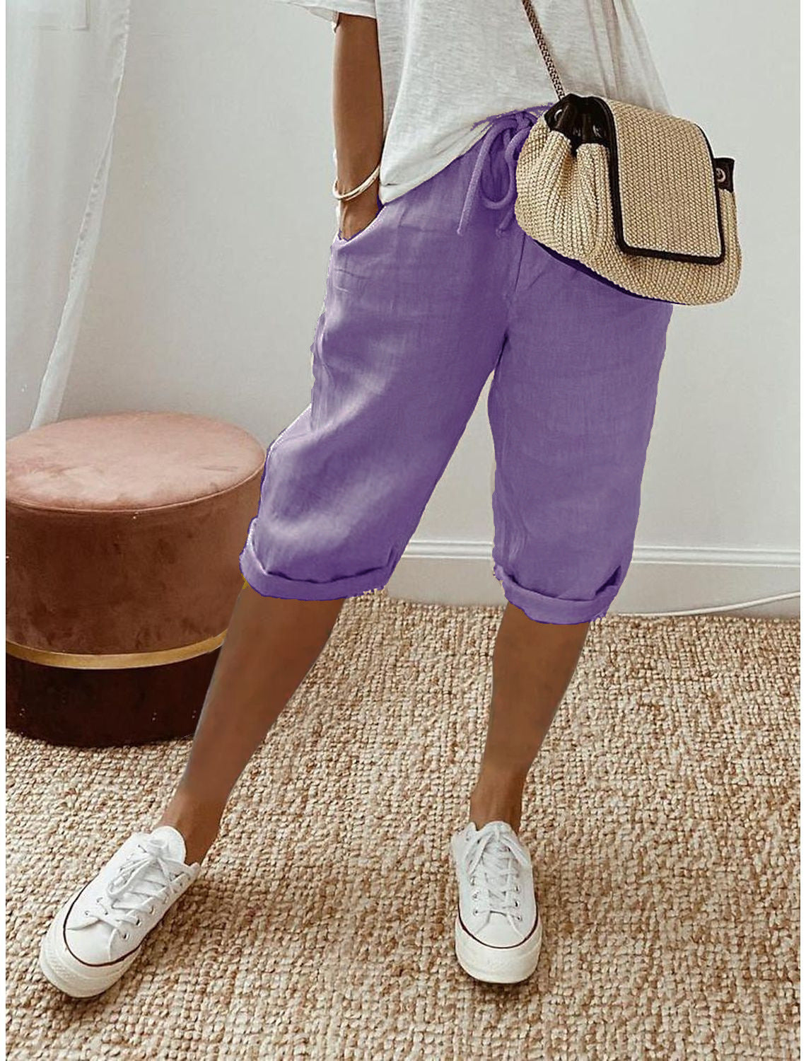🌷🌷Time-Limited Special Price: 27.99!!⏰Women's Casual Cotton Linen Capris
