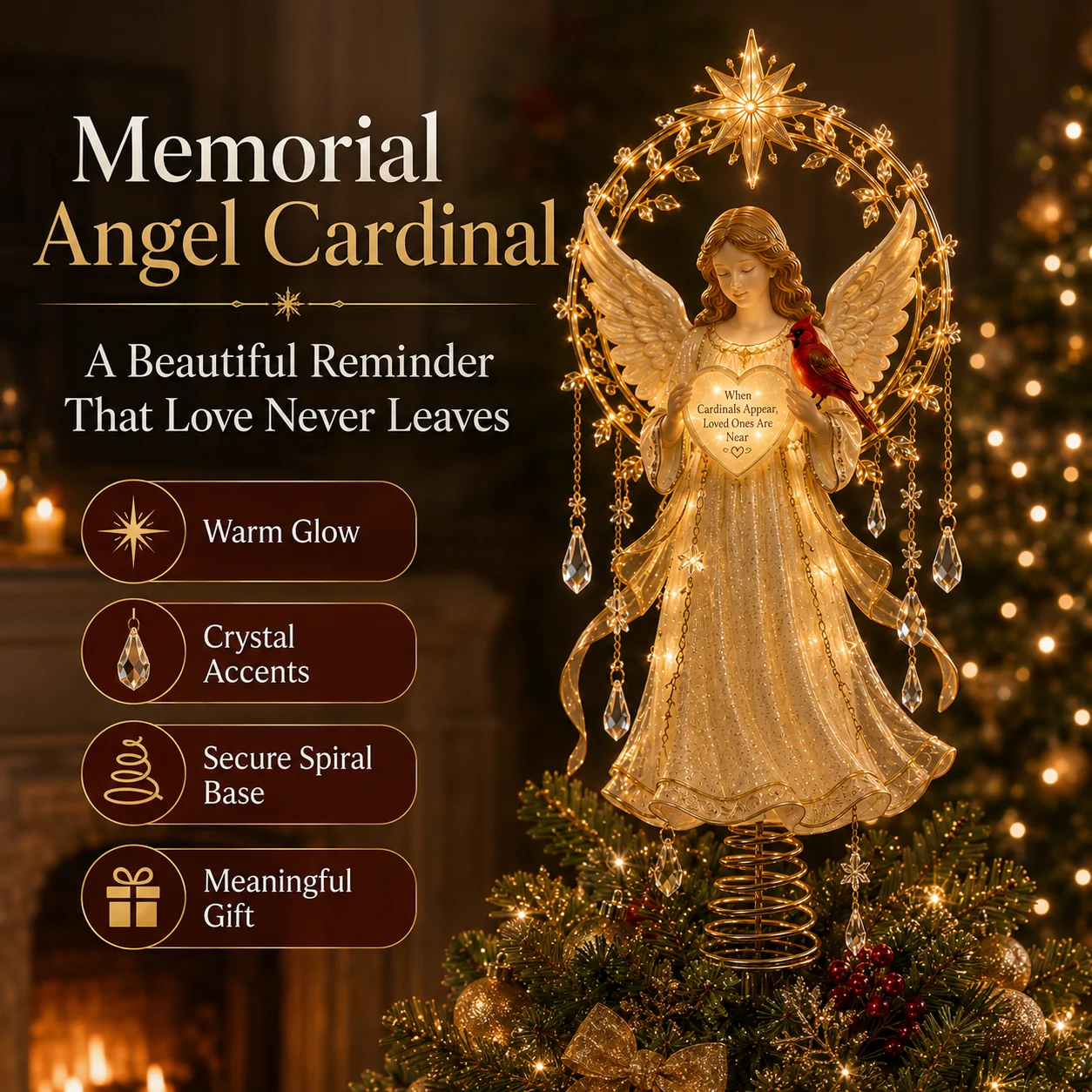 🐦Cardinal Heaven’s Light Tree Topper🌟