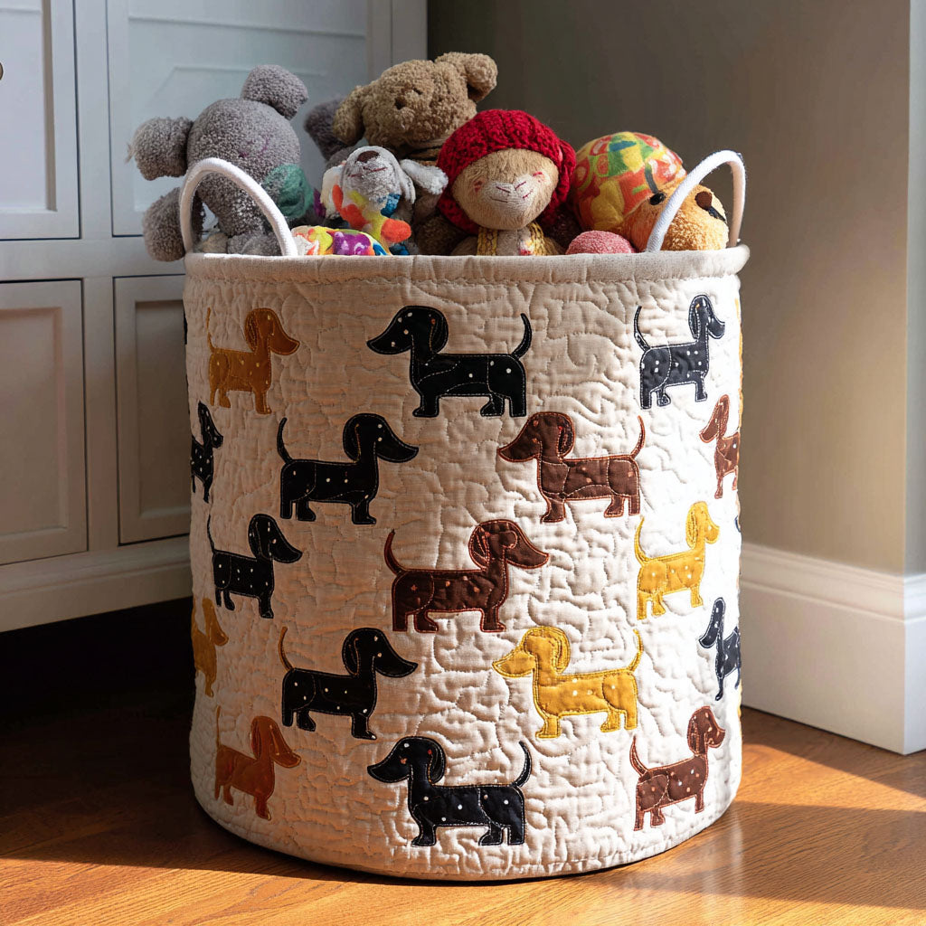 Dog Quilted Laundry Basket
