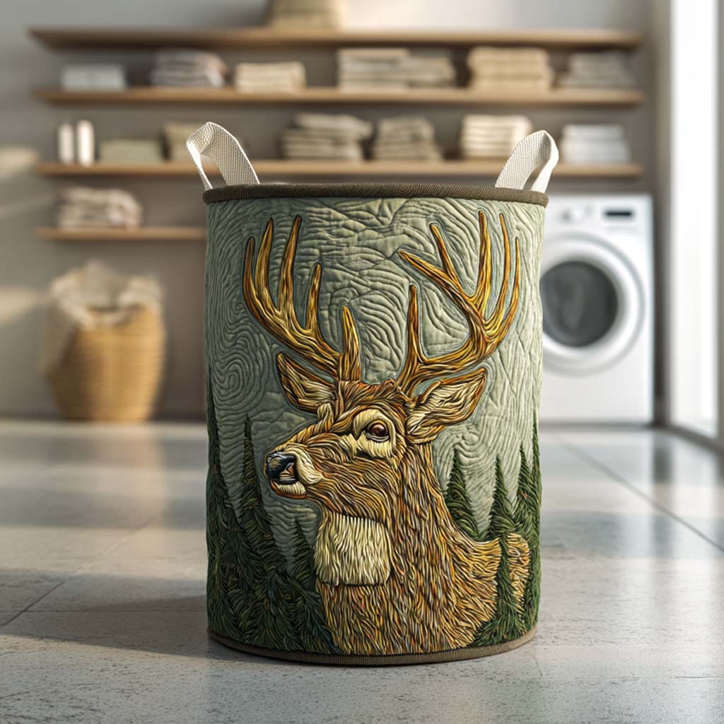 Deer Quilted Laundry Basket NCU0QN047