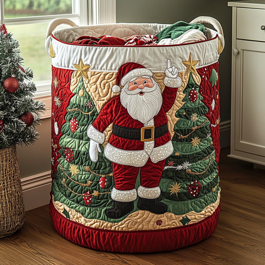 Santa Quilted Laundry Basket NCU0QN058