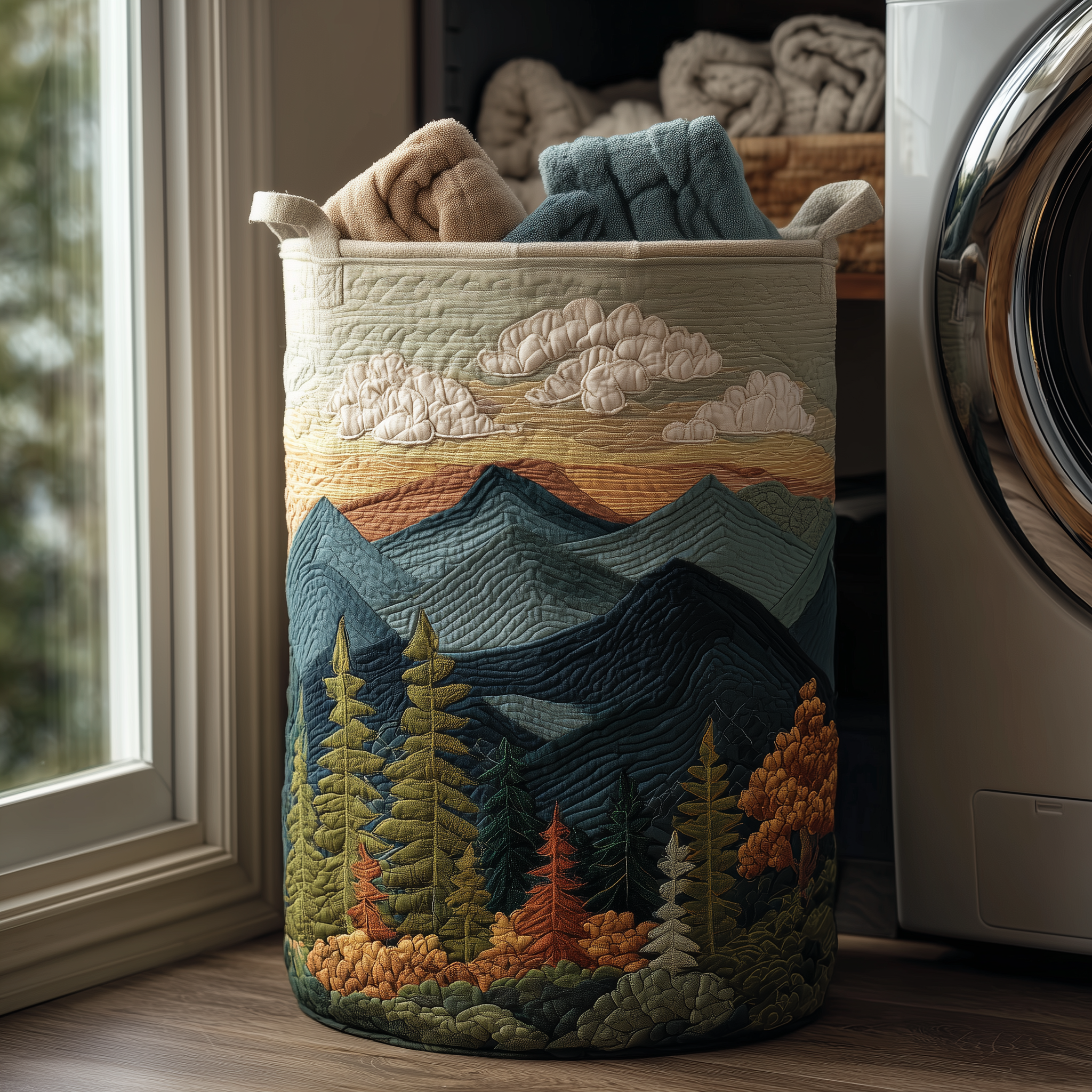 Forest Glow Quilted Laundry Basket NCU0TH2934