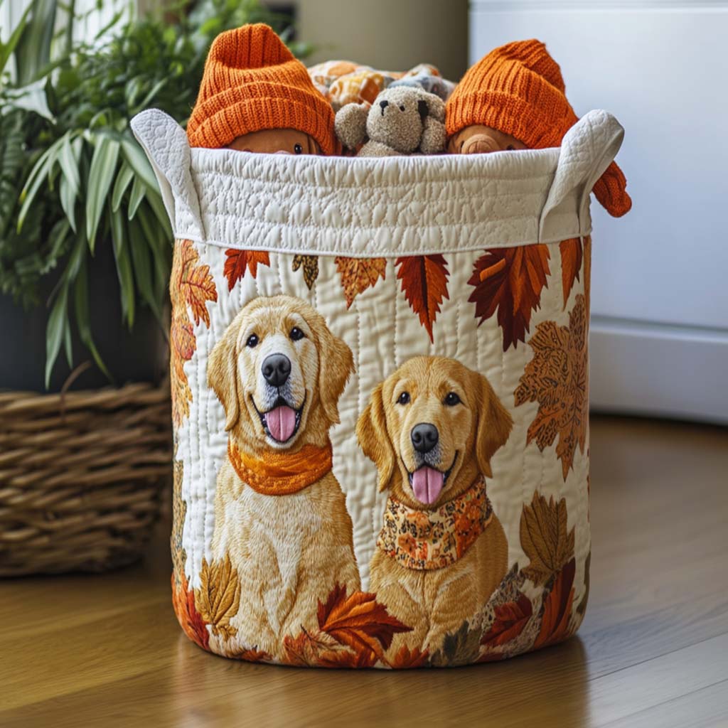 Golden Retriever Quilted Laundry Basket NCU0QN013