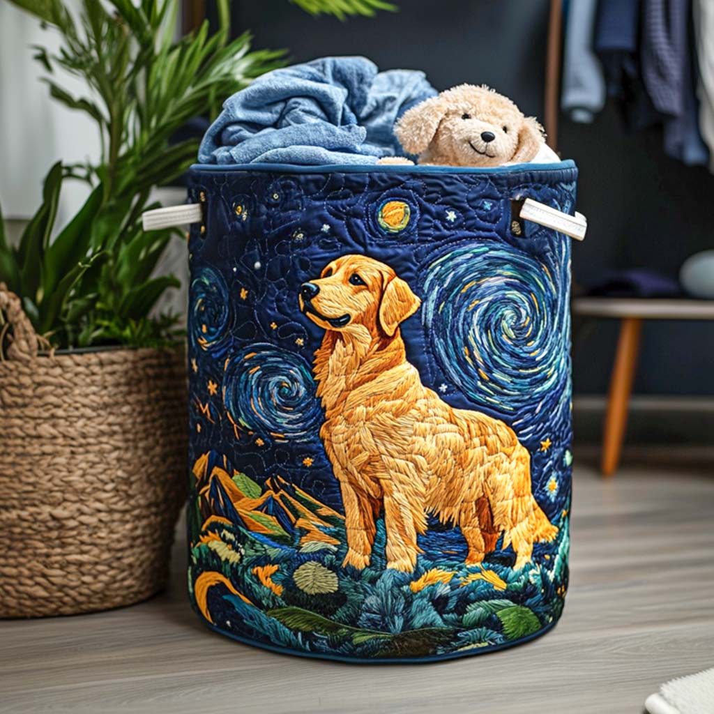 Golden Retriever Quilted Laundry Basket NCU0QN013